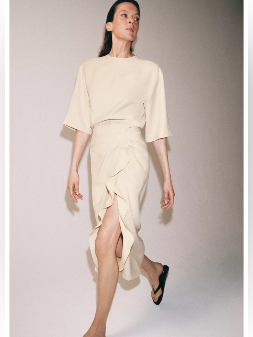 Zara ZW COLLECTION DRAPED MIDI DRESS